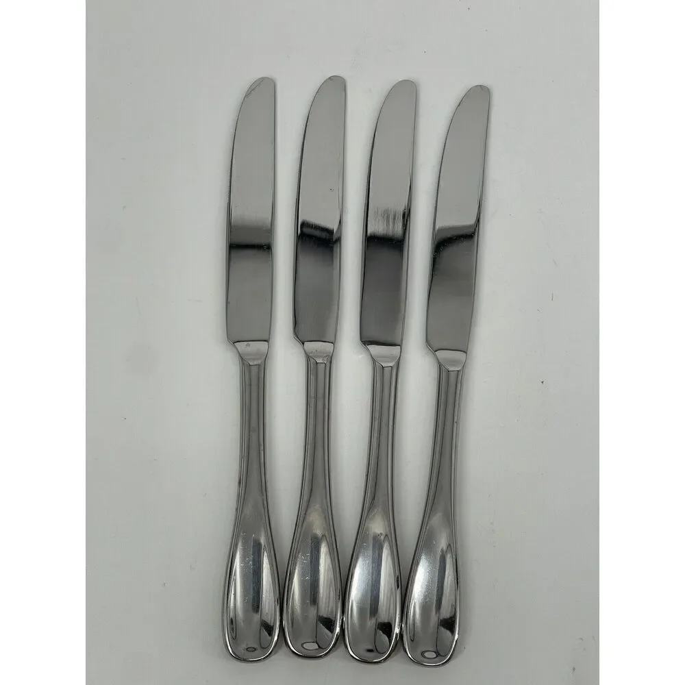 Oneida Stainless Dinner Knife 9 1/2” VOSS Glossy Concave Handle Set Of 4